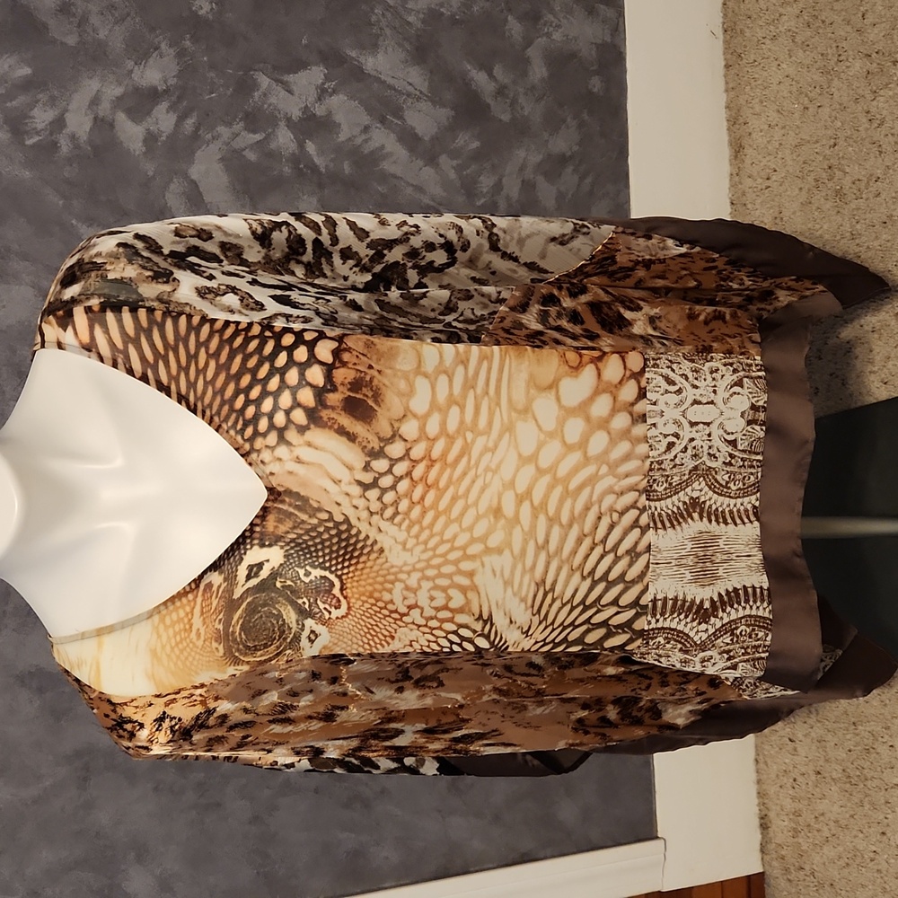 Chico's Travelers Collection Brown Flowing Blouse Sz L/XL